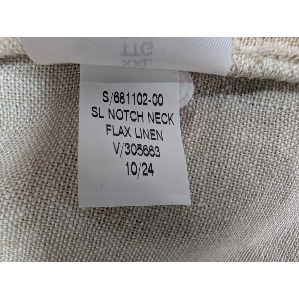 Old Navy Notch Neck Flax Linen Midi Dress Smocked Tan Flare Pleated Sz 2XL NWT - Picture 11 of 12